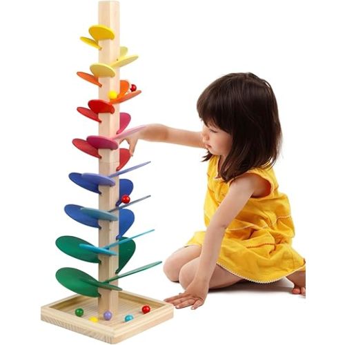 Wooden Marble Run Update Wooden Music Tree for Kids 3+ Years Old,Ball Drop Toy Montessori Toys for 3+ Birthday Gifts for Boys and Girls