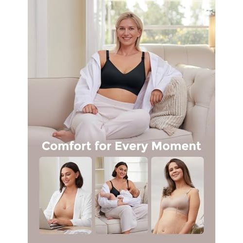 Momcozy Nursing Bras for Breastfeeding, YN21 Seamless Ultra Comfort Maternity Bra, Natural Shape, Pregnancy Sleep Bralette