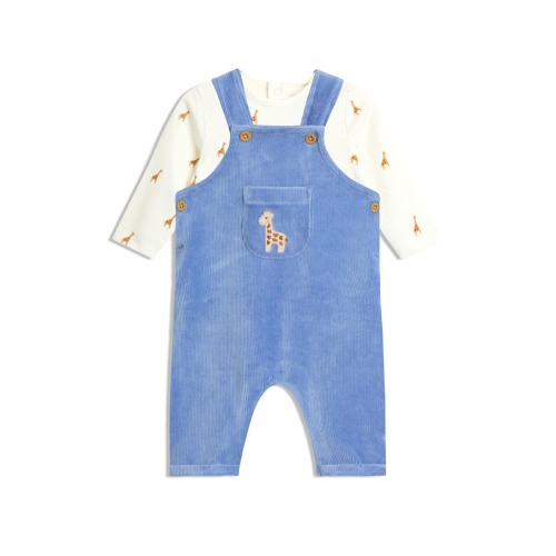 Long Sleeve Bodysuit & Embroidered Giraffe Rib Velour Overalls Set, 0-3M
- Only a few left