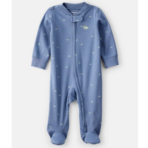 Baby Boy Dino Print 100% Cotton Long-Sleeve Sleep & Play Pajamas - Blue | Carter's