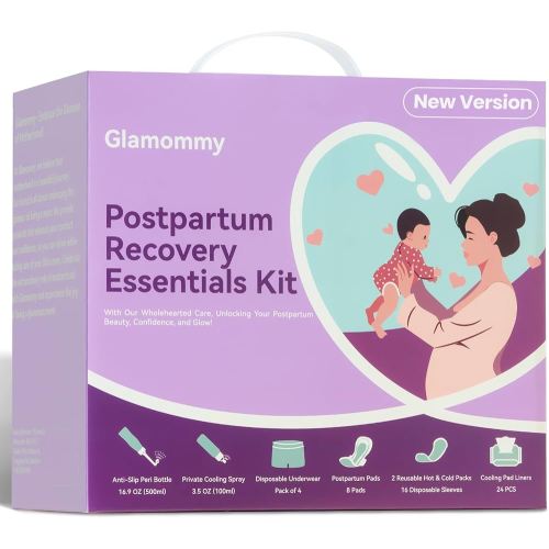 Postpartum Recovery Essentials Kit for Women, Labor & Delivery Postpartum Care, Peri Bottle, Cooling Spray, Disposable Postpartum Underwears, Postpartum Pads, Hot&Cold Packs, Soothing Liners