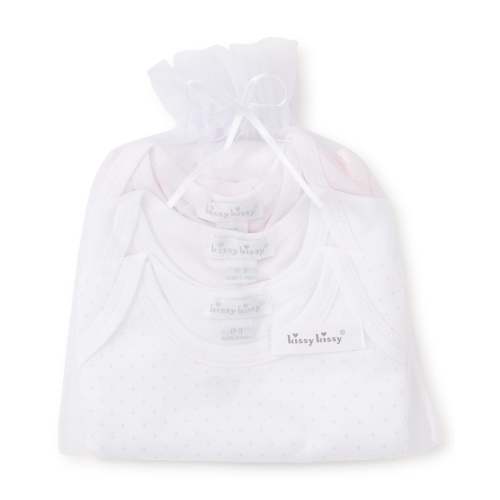 Pink Dot 3 Pack S/S Bodysuit Set w/ Tulle Bag