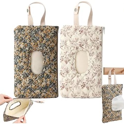 Floral Quilted Wipe Holder & Diaper Caddy Pouch, Portable Travel Organizer for Strollers, Diaper Bags & Daily Essentials, Compact Wipes Case