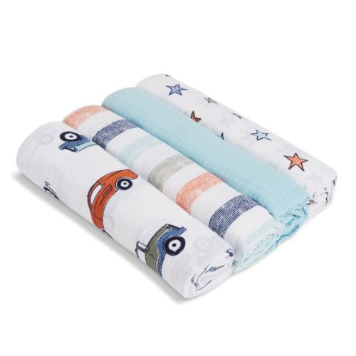 aden® by aden + anais® Hit the Road 4-Pack Cotton Muslin Swaddles in Blue