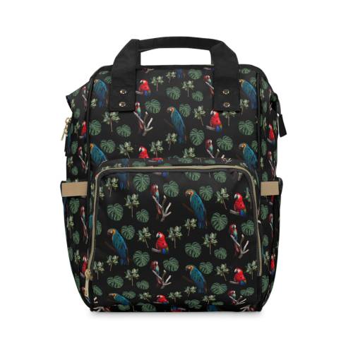 Tropical Parrot Print Diaper Backpack, Lightweight Baby Travel Bag