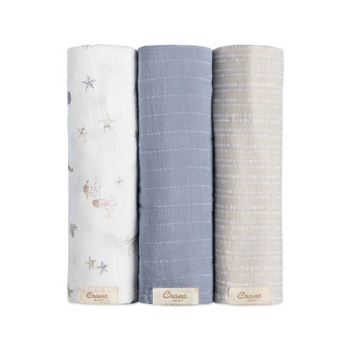 Crane Baby Cove 3-Pc. Newborn Swaddle Blanket Set | Bambi Baby