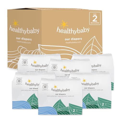 Our Diapers | The First EWG Verified & Microbiome-Friendly Diaper | Size 2 (12-18 lbs) 186 Count | 12-Hour Leak Protection | Made with Organic Cotton & Plant-Derived Materials | Totally Chlorine Free