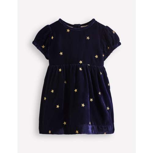 Velvet Party Dress-Navy Stars