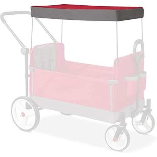 Wagon Canopy Attachment Compatible with Radio Flyer, Portable Replacement Canopy, Removable Awning Shade Cover for Wagon, Easy to Fold and Install, for Camping, Picnic and Beach, Red