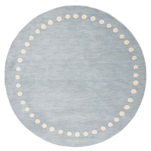 SAFAVIEH Kids Dotted Border Area Rug, Blue/Ivory, 3' x 3' Round