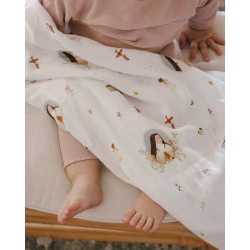 Be A Heart - St. Therese Muslin Swaddle Baby Blanket