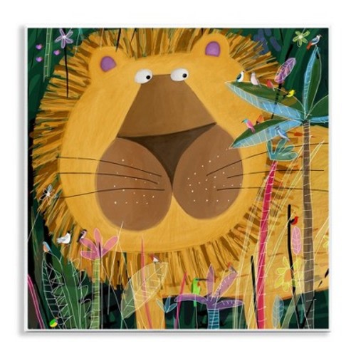 Tiger in Tropical Jungle Kids' Safari Animal Wood Wall Plaque, 12in x 12in, Made in USA, By Carla Daly