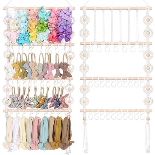 POVETIRE Headband Holder Bow Organizer for Girls Hair Bows, Baby Bow Hanger for Girls Hair Accessories Organizer Storage Wall Hanging Decor for Nursery Baby Girls Toddler Room