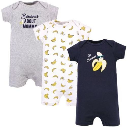 Hudson Baby Infant Boy Cotton Rompers, Go Bananas, 0-3 Months