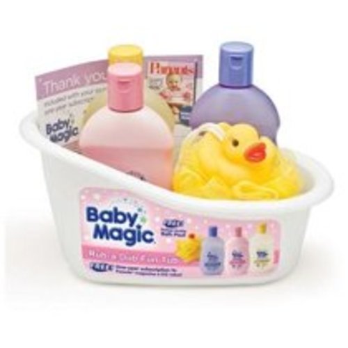 Baby Magic Rub-A-Dub Fun Tub Kit- Original Lotion, Calming Bath, Powder Scent Hair & Body Wash, Duck Pouf