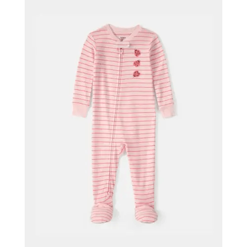 Baby Girl Ladybug Striped 100% Cotton Snug Fit 1-Piece Pajama Set - Pink | Carter's