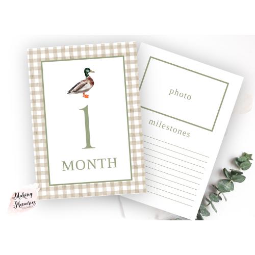 Duck Monthly Milestone Cards, Southern Baby Boy Watercolor Monthly Milestone Cards, Duck Hunting Milestone Cards, Printed Milestone cards