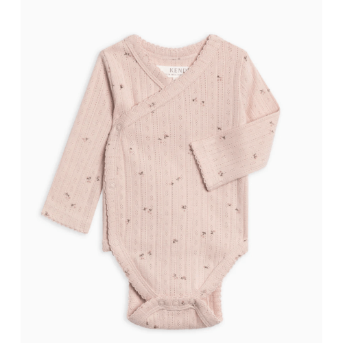 0-3M Hilda Brushed Back Pointelle Long Sleeve Kimono Bodysuit