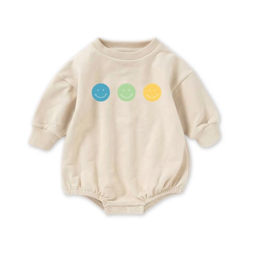 Organic Cotton French Terry Bubble Romper - Smiley