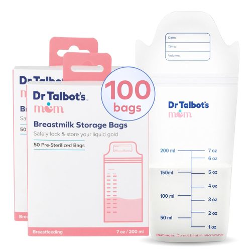 Dr. Talbot's Mom MilkFresh Breastmilk Storage Bags - Postpartum Essentials for Moms on the Go - 100 Count Pre-Sterilized Bags