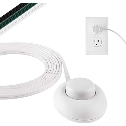 Philips Plug-in Footswitch, 9 Ft, 1-Outlet Flat Plug Extension Cord, Flat Extension Cord with Switch ON/Off, 2 Prong Extension Cord, 120V Long Extension Cord, 1 Pack, White, 1 Pack, SPS1036WF/37