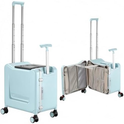 Xtaeptos 20 Inch Carry On Luggage, Hard Shell Aluminum Frame Zipperless Rideable Luggage, Rolling Suitcase with Smooth Spinner Wheels, Lightweight, Airline Approved, TSA Lock, Blue