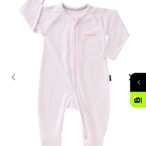 BONDS Zip Wondersuit 0-3 months| BZDYM | Ballet Pink / White