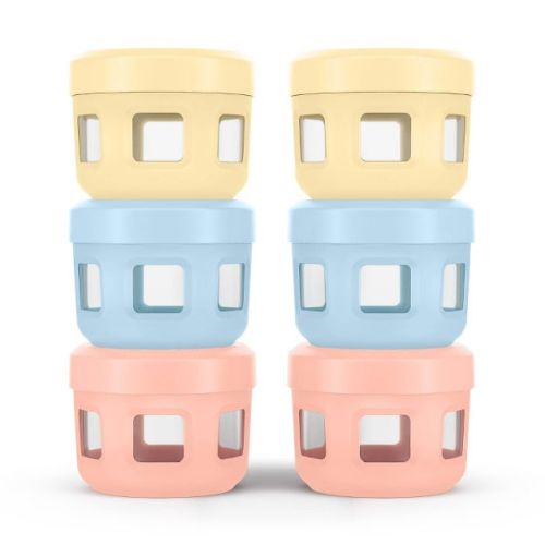 Ello 12pc (Set of 6) Glass Condiment Food Storage Containers Multicolor Pastels