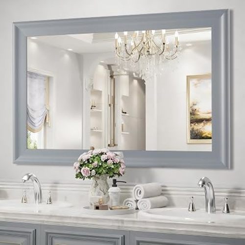 Tanmicoshomy Bathroom Rectangle Mirrors for Wall 24x36 Inch, Gray