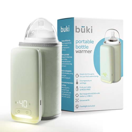 Büki Portable Bottle Warmer for Breastmilk or Baby Formula, Fast-Heating, Leak-Proof, Rechargeable