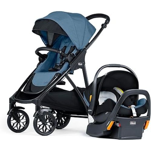 Chicco Corso LE ClearTex Modular Travel System with Corso LE Stroller & KeyFit Max ClearTex Infant Car Seat and Base, Stroller and Car Seat Combo | Tidal/Blue