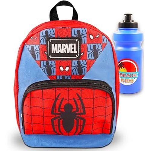 Spiderman 10" Mini Canvas Backpack Set | Marvel Spidey School Supplies for Kids