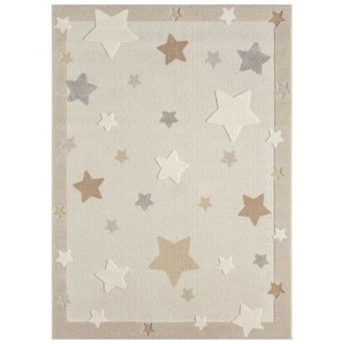 TOWN & COUNTRY PLAY Super Star Galaxy Kids Area Rug, Soft & Plush, Bedroom Rug, Nursery Decor, Playroom & Classroom Rugs, Beige/Multi, 5'2"x7’2”