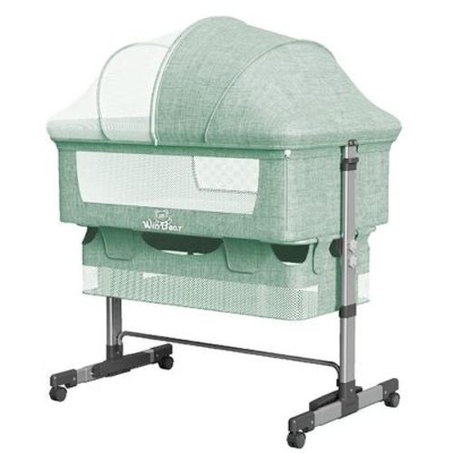 Lirago 3-in-1 Bassinets & Bedside Sleepers Convertible Baby Crib Adjustable Height Lockable Wheels Mosquito Net Storage