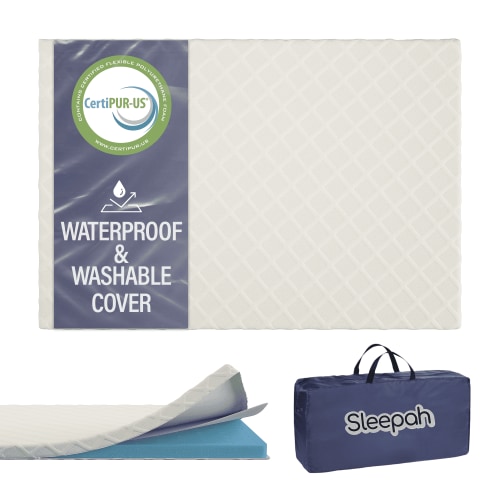 Sleepah Pack and Play Mattress Foam Pad 38 x 26 x 1 for Playpen, Portable Playyard Mattress - Soft Waterproof Washable & Removable Cover Breathable Mattress Topper