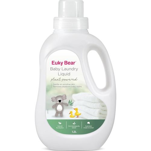 Euky Bear Baby Laundry Liquid 1.2L - Formulated with natural eucalyptus oil, Hypoallergenic & Plant-Based - Gentle for the whole family & Sensitive Skin