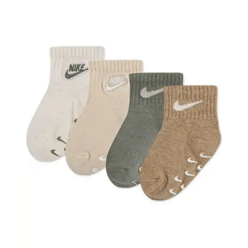 Baby Girls' or Baby Boys' and Toddler Logo Gripper Socks, 4-Pack