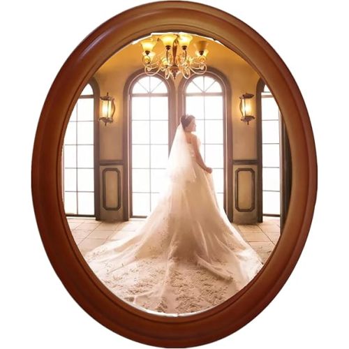 Oval Picture Frames,Oval Wood Picture Frame Wooden Wall Hanging Picture Frames for Home Office Wall Décor (Brown, 10 inch)