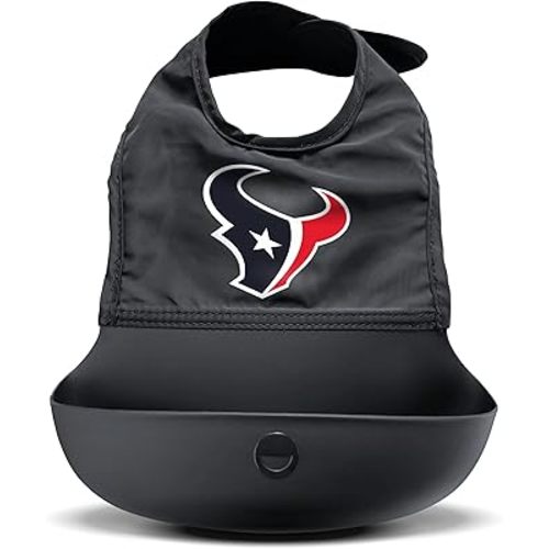 Smilo Silicone Bib - Officially Licensed NFL Fabric & Silicone Baby Bib with Crumb Catcher for Babies and Toddlers