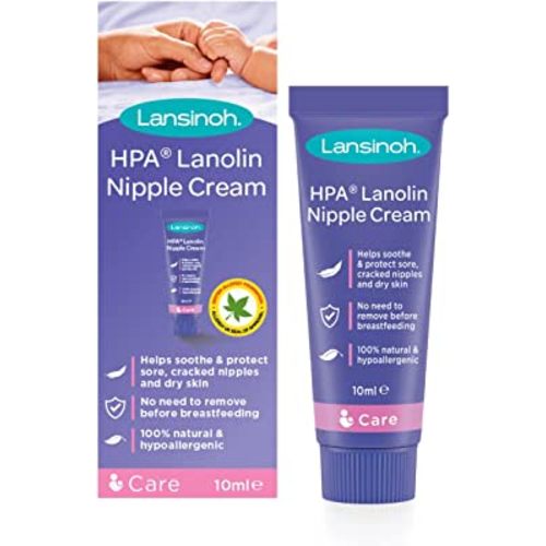 Lansinoh HPA Lanolin Nipple Cream for Sore Nipple & Cracked Skin, 100% Natural Single Ingredient, Breastfeeding Essential, Tasteless, odourless, Hospital Bag, moisturising, 10ml