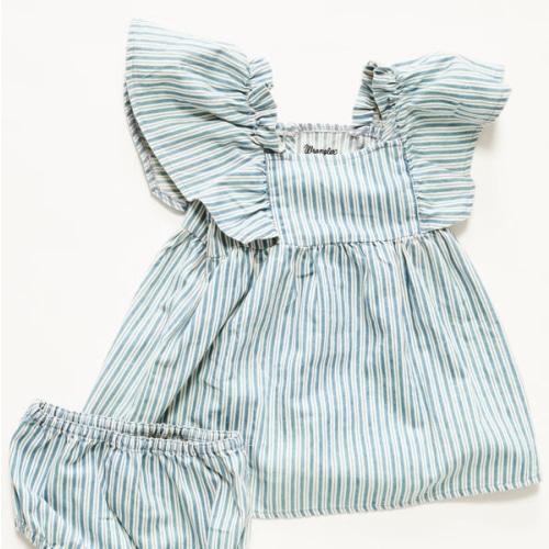 Wrangler Infant Girls' Striped Short Sleeve Denim Dress - 2 Piece