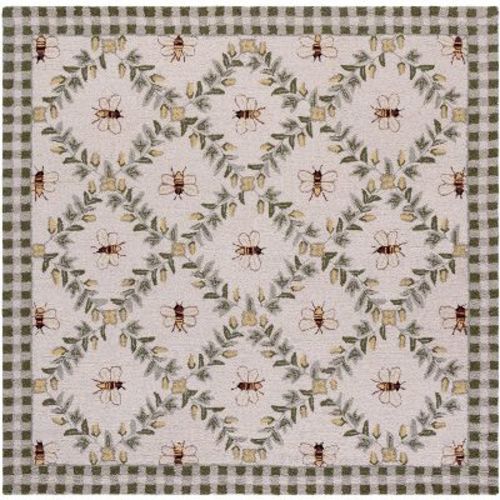 Chelsea HK55 Hand Hooked Indoor Area Rug - Ivory/Green - 6'x6' - Safavieh
