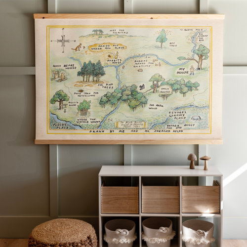 Winnie the Pooh Canvas Hanging Map Framed