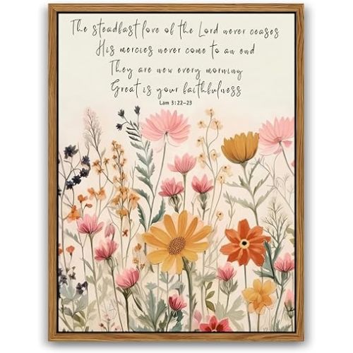 Wildflower Serenity Prayer Wall Art Floating Framed 12x16 Inch