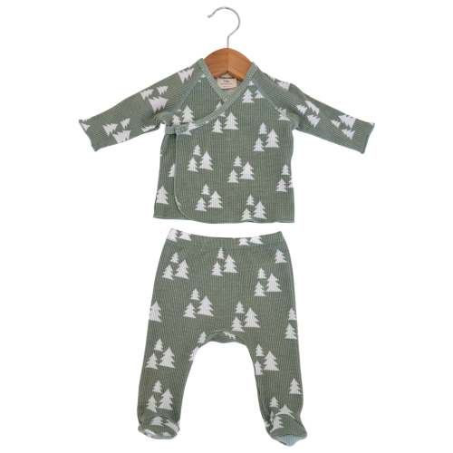 Organic Waffle Kimono & Pant Set, Alpine Trees