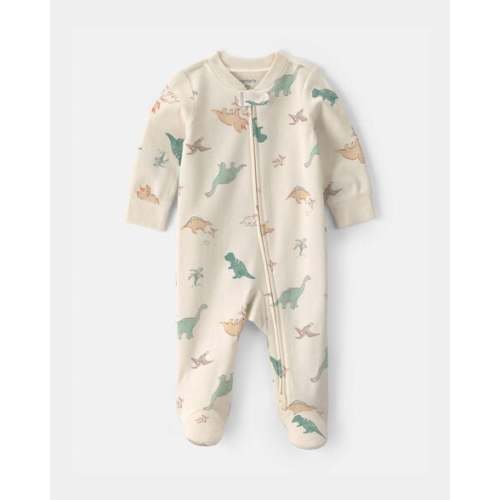 Baby Dinosaur 100% Cotton 2-Way Zip Sleep & Play Pajamas - Ivory | Carter's