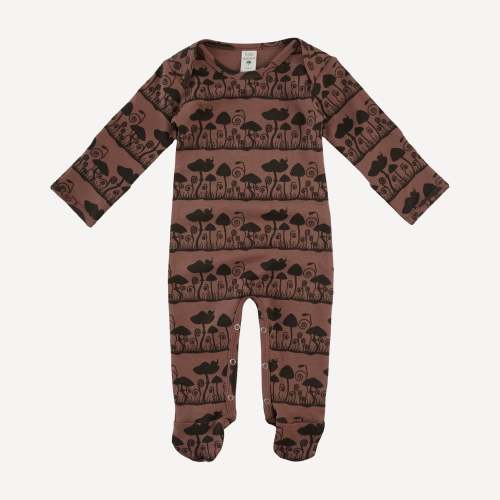 long sleeve lap neck footie | mushroom | organic cotton interlock – kate quinn
