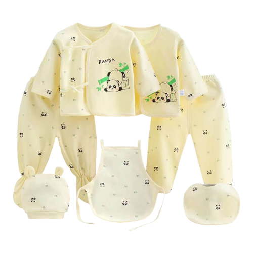Sopiago Baby Boy Girl Clothes 7PCS Layette Set 0-3 Months Boys Girls Outfits Tops+Hat+Pants+Bib+Bellyband