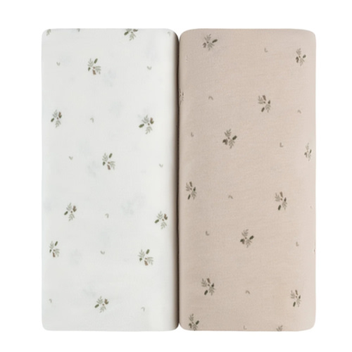 Sage Floral Print 2-Pack Fitted Crib Sheet Set – Ely's & Co.