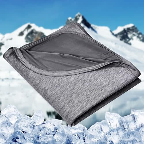HOMFINE Cooling Blankets for Hot Sleepers - Summer Blanket Thin Lightweight Breathable Soft Double Side Enhanced Cooling for Bed Couch Sofa, Keep Cool for Night Sweats (Black, 108 x 90 inches)